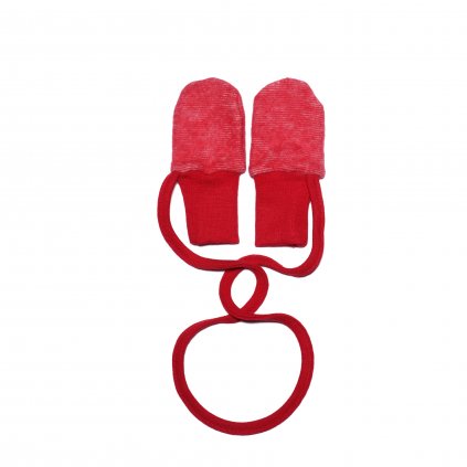 Rukavičky z merino vlny a bavlny s provázkem pro miminko červené Cosilana
