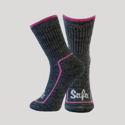 Dva páry merino ponožek Arizona s vlněným froté šedá/růžová SAFA