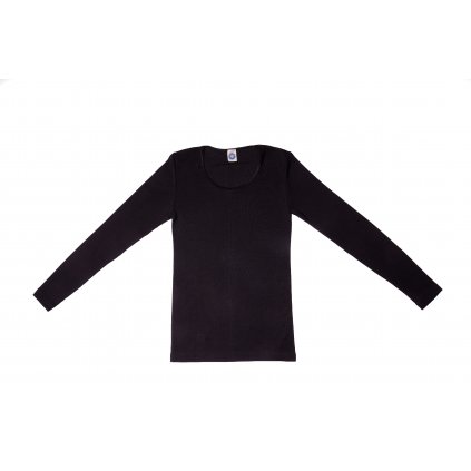 Merino triko s dlouhým rukávem s hedvábím Cosilana černá barva