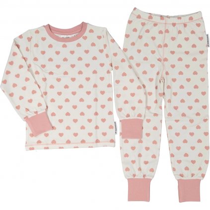 Bambusové dvoudílné pyžamo Pink heart rostoucí Geggamoja
