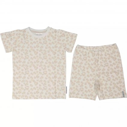 Bambusová letní dvoudílná souprava tričko a kraťasy Soft beige leo Geggamoja