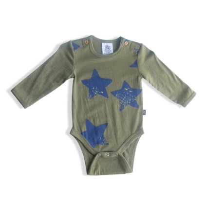 Dětské merino body ze 100% merino vlny Sage Stars LFOH