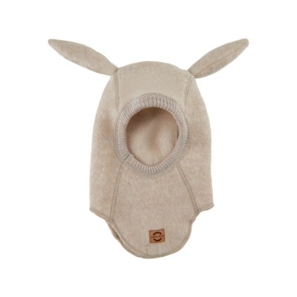 Merino kukla dětská s oušky hnědá Melange Offwhite Bunny Mikk Line