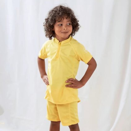 Dětská UV souprava s krátkým rukávem žlutá Geggamoja