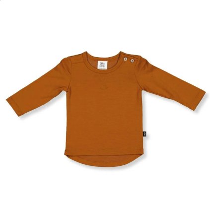 Dětské merino triko dlouhý rukáv ze 100% merino vlny Rust LFOH