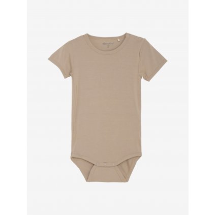 Dětské body s krátkým rukávem z bambusu hnědé Simply Taupe MINYMO
