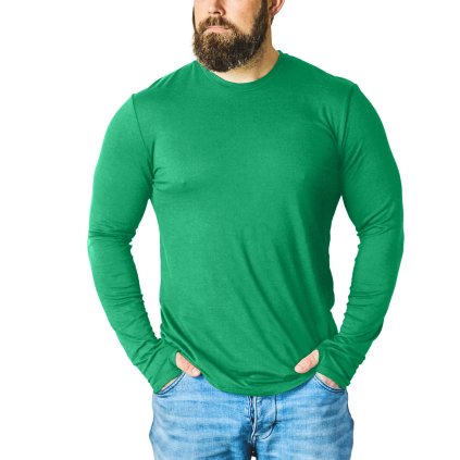Pánské merino triko dlouhý rukáv Emerald Green Merino365