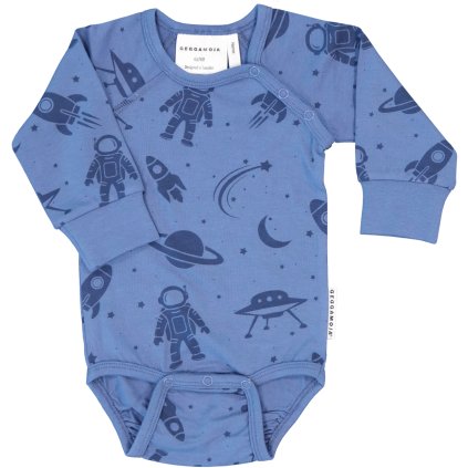 Bambusové body dětské s dlouhým rukávem Blue astronaut Geggamoja