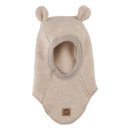Merino kukla dětská s oušky krémová Melange Offwhite Mikk Line