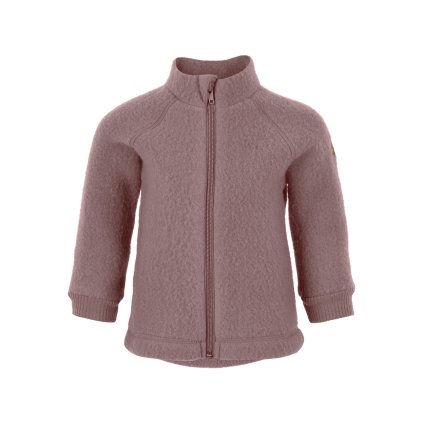 Dětská mikina na zip merino-fleece barva růžová Twilight Mauve s manžetou Mikk-Line