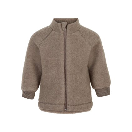 Dětská mikina na zip merino-fleece barva hnědá Melange Denver s manžetou Mikk-Line