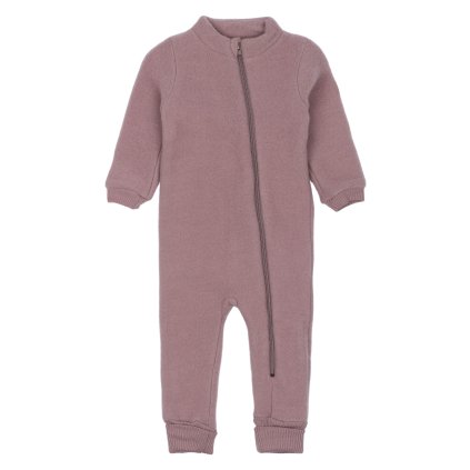 Merino overal na zip bez kapuce růžový Twilight Mauve Mikk-Line