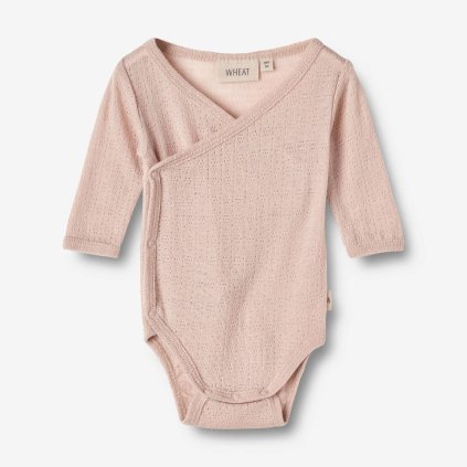 Zavinovací body s dlouhým rukávem z merino vlny a hedvábí Pale lilac Wheat