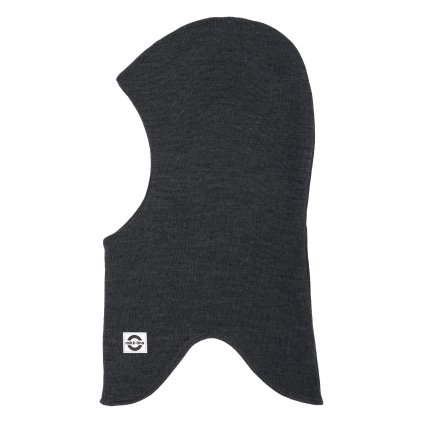 Merino kukla dětská zimní dvojitá s ochranou proti větru šedá Dark Grey Melange Mikk Line