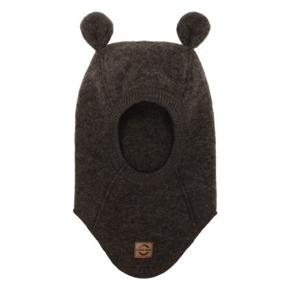 Merino kukla dětská s oušky hnědá Dark Brown Melange Mikk Line