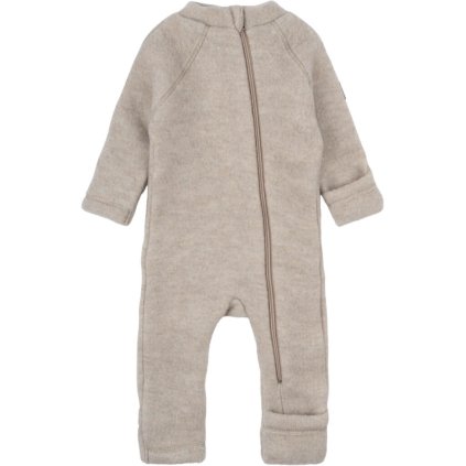 Merino overal na zip bez kapuce ohrnovací béžový Melange Offwhite Mikk-Line NOOS