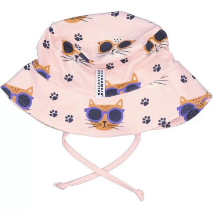 Dětský bambusový klobouk proti slunci Pink Cool Cats Geggamoja
