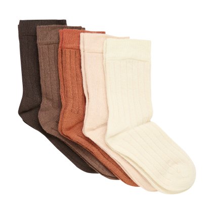 5 párů bambusových dětských ponožek Cocoa Brown Minymo
