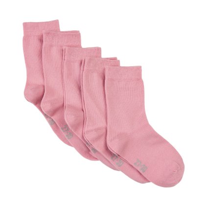 5 párů ponožek pro děti z bavlny jednobarevné růžové Rose Minymo