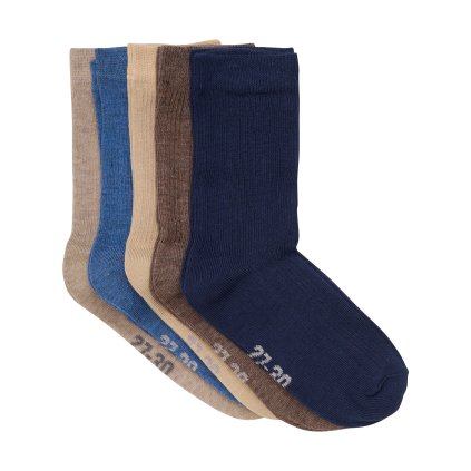 5 párů ponožek pro děti z bavlny s úpletem Dark Navy Minymo