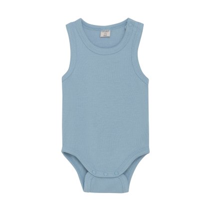Dětské body bez rukávu z bambusu a bavlny modré Dusty Blue CeLaVi