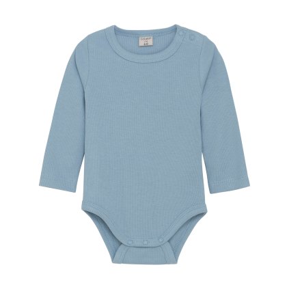 Dětské body s dlouhým rukávem z bambusu a bavlny Dusty Blue CeLaVi