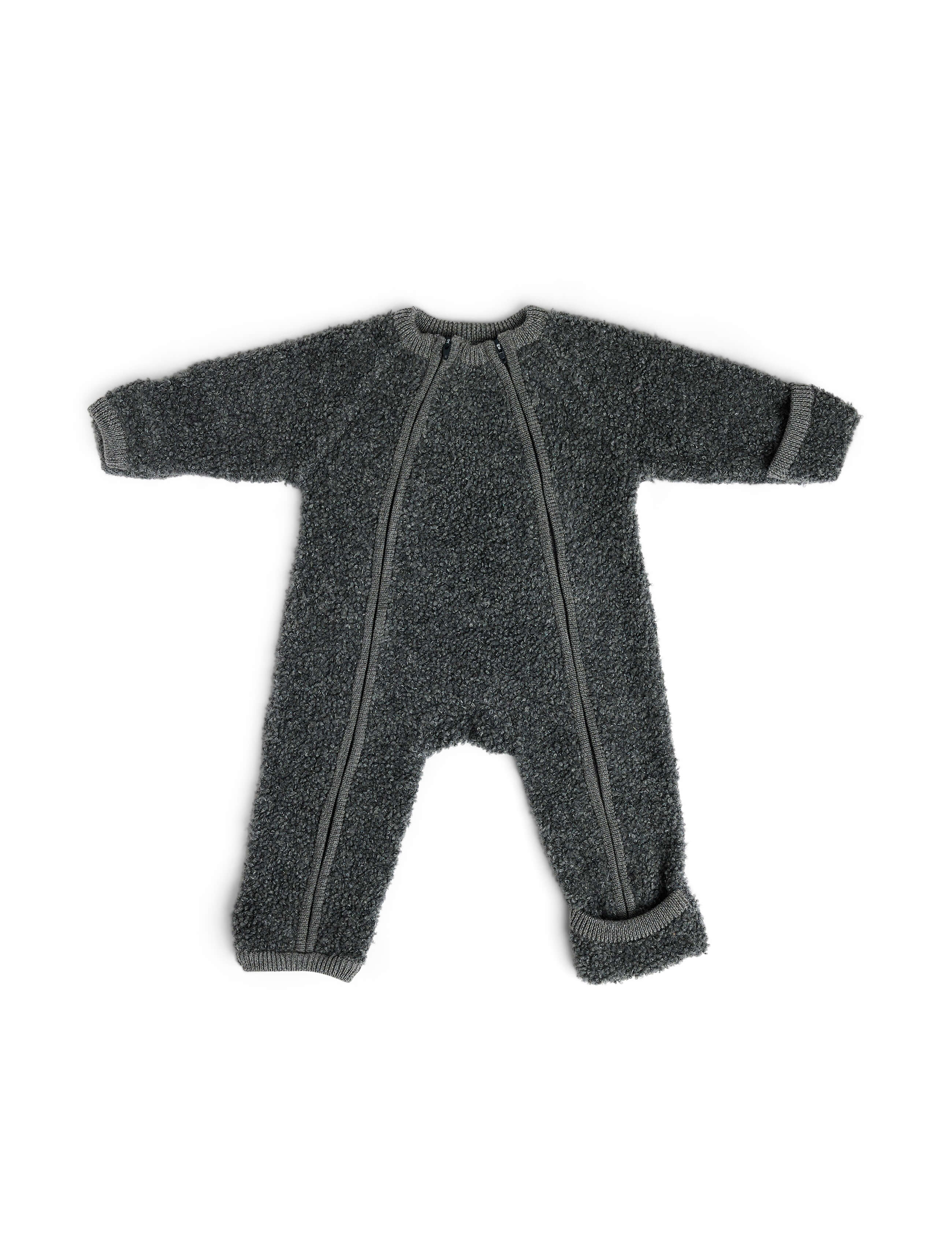 Merino overal bouclé pro děti s ohrnovacími náplety Smallstuff - grey melange Velikost: 92/98