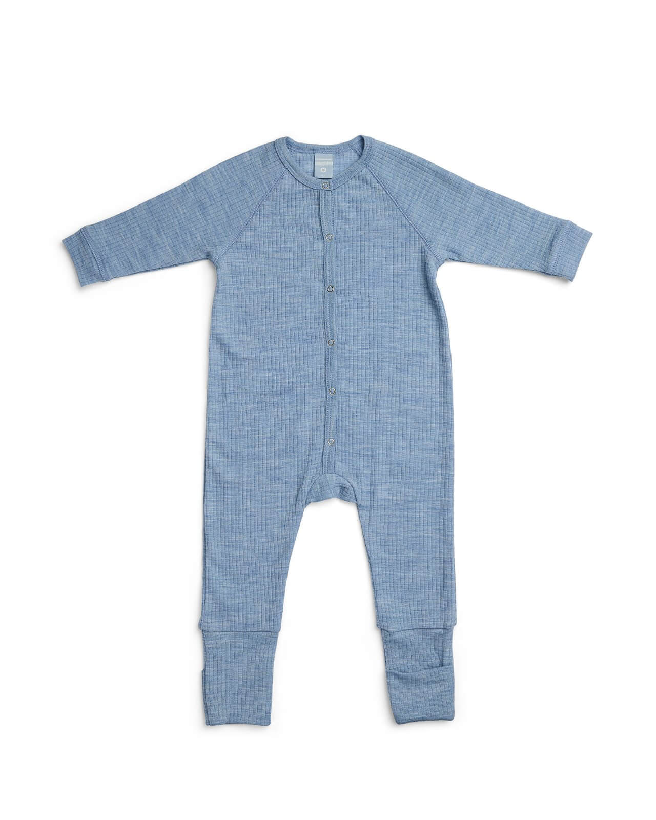 Rostoucí merino pyžamo dětské (overal) Smallstuff - barva modrá light blue melange Velikost: 80