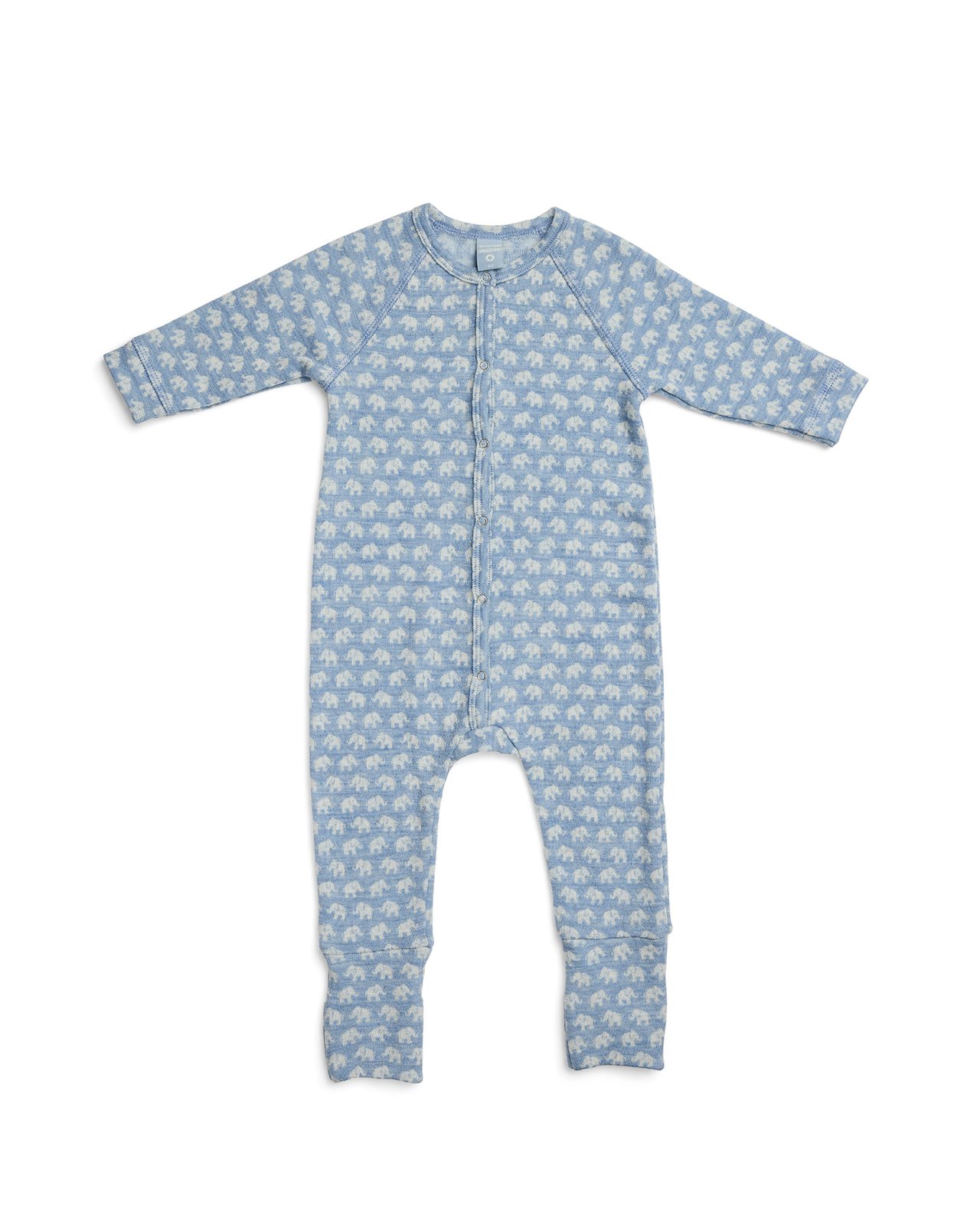 Merino overal na spaní dětský modrý light blue se slony Smallstuff Velikost: 86
