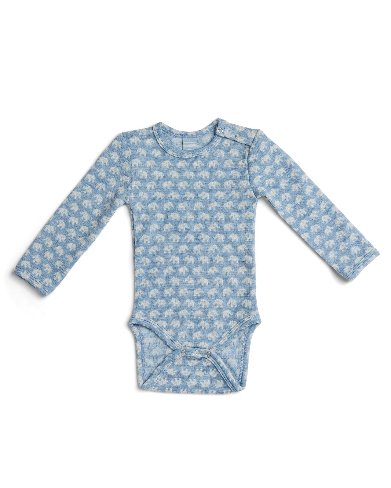 Merino body dětské modré light blue se slony Smallstuff Velikost: 86