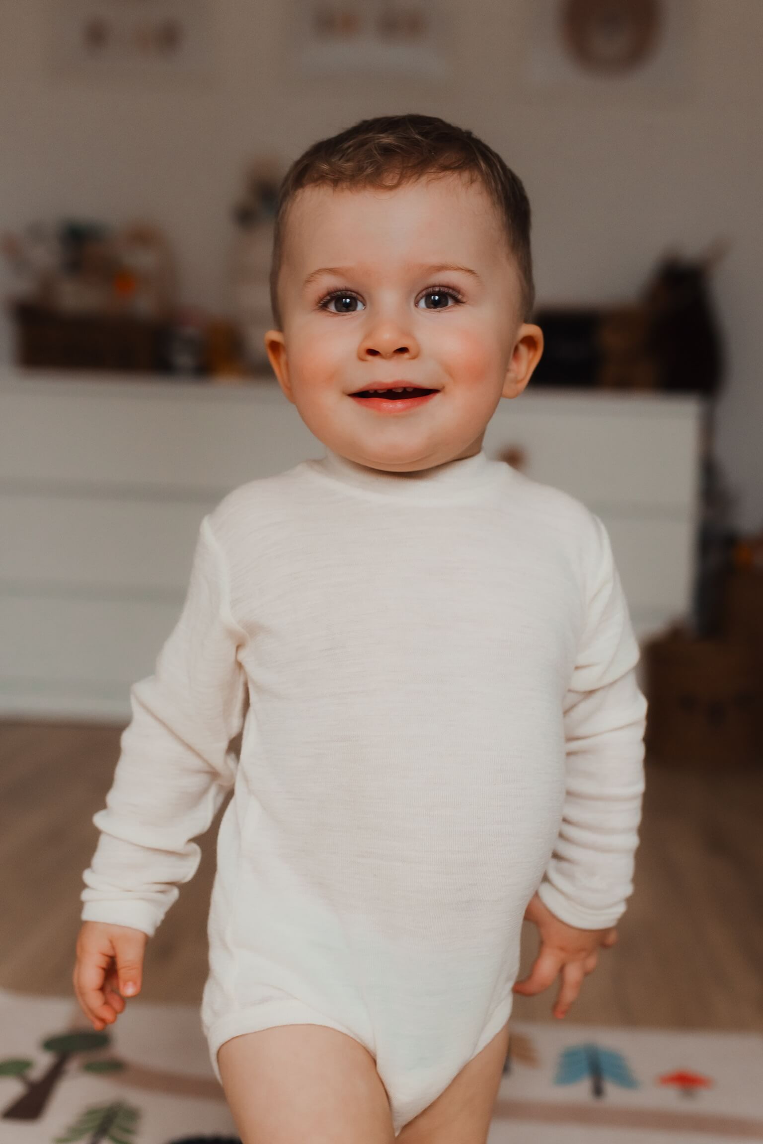 Merino body pro děti s tencelem s dlouhým rukávem bílé SAFA Velikost: 86/92