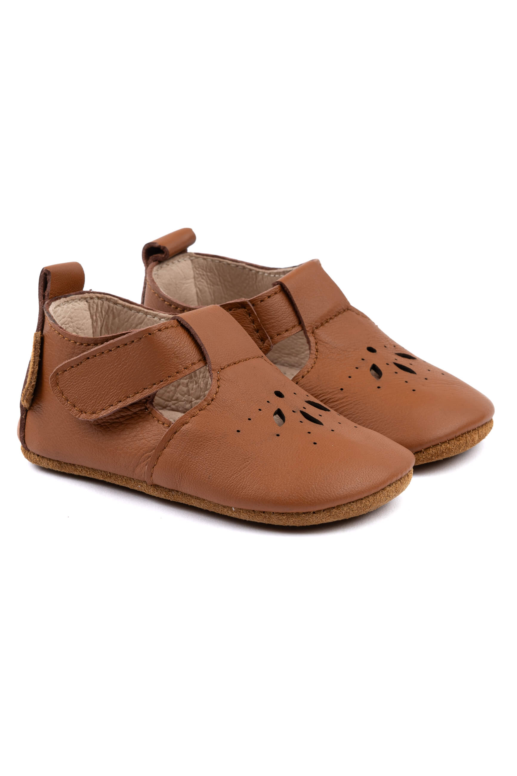 Dětské bačkůrky kožené capáčky hnědé Cognac Mikk-Line 20012 Velikost: 0-6m