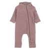Merino overal na zip s oušky růžový Twilight Mauve Mikk-Line
