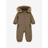 Dětská teplá zimní kombinéza s umělou kožešinou Color Kids - hnědá Fossil