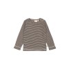 Dětské triko s dlouhým rukávem z merino vlny PETIT PIAO - hnědé Coffee Bean/Dark Off White