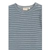 Dětské triko s dlouhým rukávem z merino vlny PETIT PIAO - modré Ensign blue/dark off white