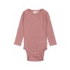 Merino body dětské dlouhý rukáv PP911 PETIT PIAO - růžové Nostalgic Rose