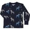 Bambusové dětské tričko s dlouhým rukávem Geggamoja -  Navy Dala horse