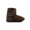 Dětské teplé kožené capáčky Booty™ Sheepskin POM POM - Dark Brown