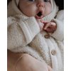 Merino overal bouclé pro děti s kapucí a ohrnovacími náplety Smallstuff - off white