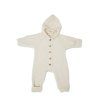 Merino overal bouclé pro děti s kapucí a ohrnovacími náplety Smallstuff - off white