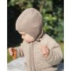 Dětský cardigan z bouclé merino vlny na zip Smallstuff - nature melange