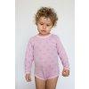 Dětské merino body ze 100% merino vlny dlouhý rukáv Jaquard SAFA - růžové