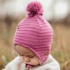 Dětská pletená čepice na provázek s windproof membránou Geggamoja - růžová