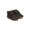 Dětské kožené barefoot capáčky Pom Pom® Beginners™ - hnědé Heart AOP