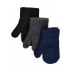 Dětské pletené vlněné palčáky sada 3ks Mikk-Line modrá/šedá/černá