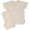 Bambusová letní dvoudílná souprava tričko a kraťasy Soft beige zebra Geggamoja