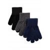 Dětské pletené vlněné prstové rukavice sada 3ks Mikk-Line modrá/šedá/černá