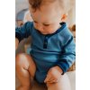 Dětské rostoucí body s dlouhým rukávem organická bavlna GOTS modré s okrajem Geggamoja