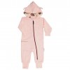 Teplákový overal dětský z organické bavlny GOTS růžový s oušky Geggamoja
